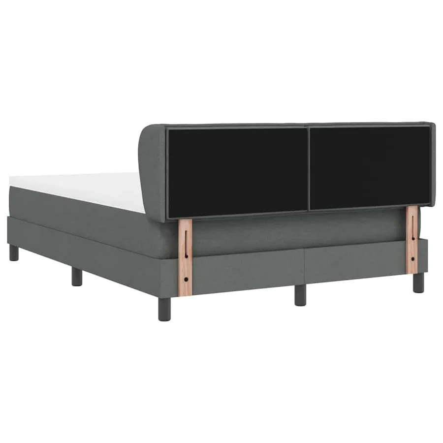 Lit à ressorts avec matelas Gris foncé 140 x 200 cm tissu - 9