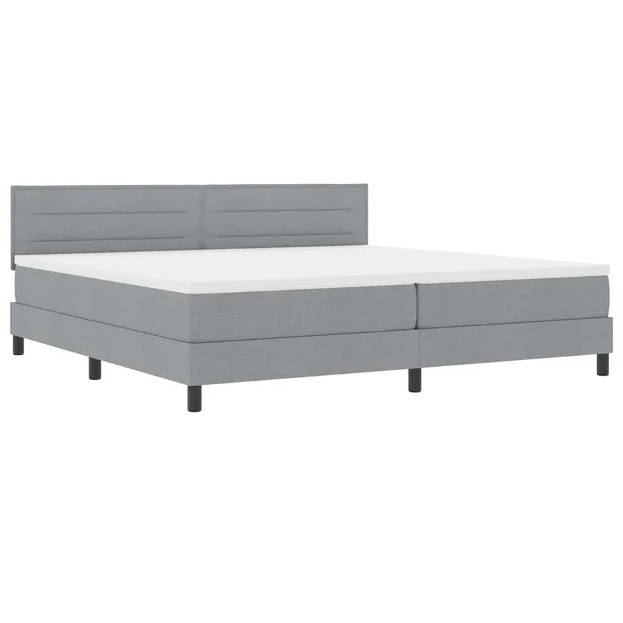 Lit à ressorts avec tête de lit Gris clair 200 x 200 cm tissu - 4