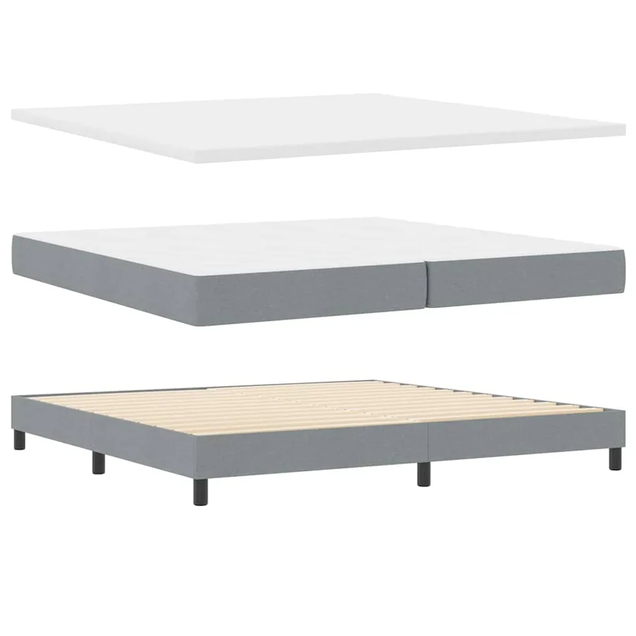Lit à ressorts avec tête de lit Gris clair 200 x 200 cm tissu - 5
