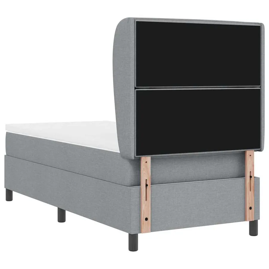 Lit à ressorts avec matelas Gris clair 100 x 200 cm tissu - 9