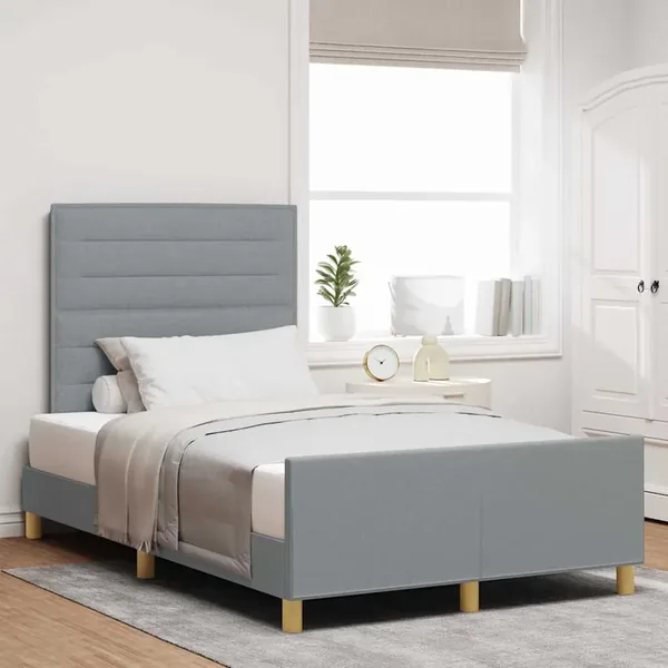 Cadre de lit avec tête de lit Gris clair 120 x 190 cm tissu