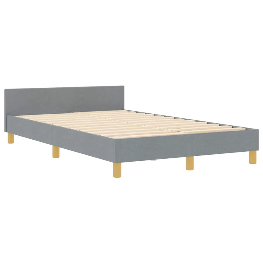 Cadre de lit avec tête de lit Gris clair 120 x 190 cm tissu - 4