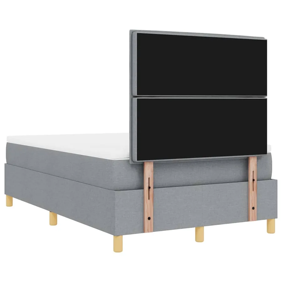Lit à ressort LED avec matelas Gris clair 120 x 200 cm tissu - 10