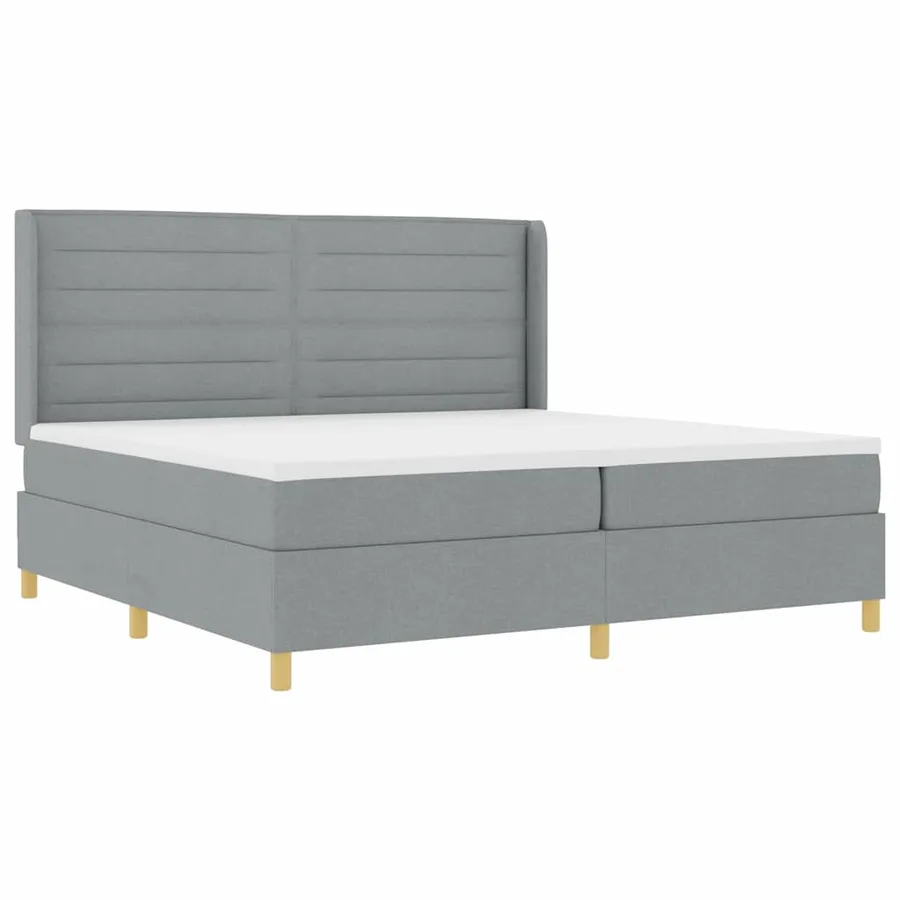 Lit à ressorts avec bandes LED Gris clair 200 x 200 cm tissu - 2