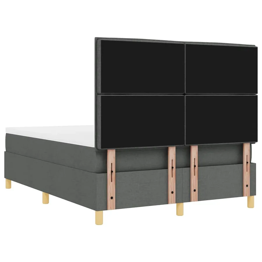 Lit à ressort LED avec matelas Gris foncé 140 x 200 cm tissu - 10