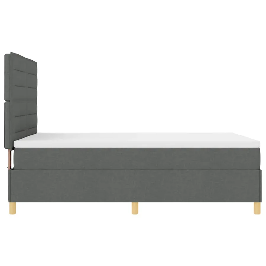 Lit à ressort LED avec matelas Gris foncé 140 x 200 cm tissu - 9