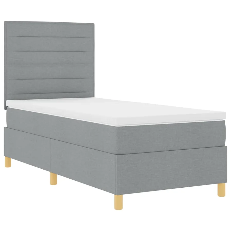 Lit à ressort LED avec matelas Gris clair 100 x 200 cm tissu - 6