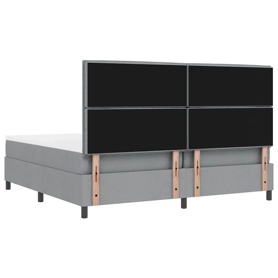 Lit à ressorts avec matelas Gris clair 200 x 200 cm tissu - 8