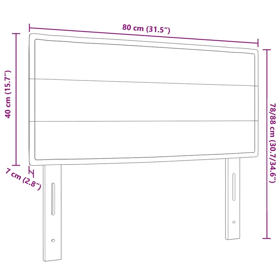 Tête de lit LED avec bandes LED Marron foncé 80 cm tissu - 16