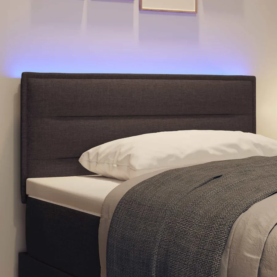 Tête de lit LED avec bandes LED Marron foncé 80 cm tissu - 4