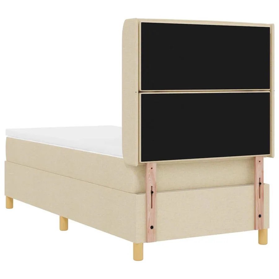 Lit à ressorts avec bandes LED Crème 90 x 190 cm tissu - 8
