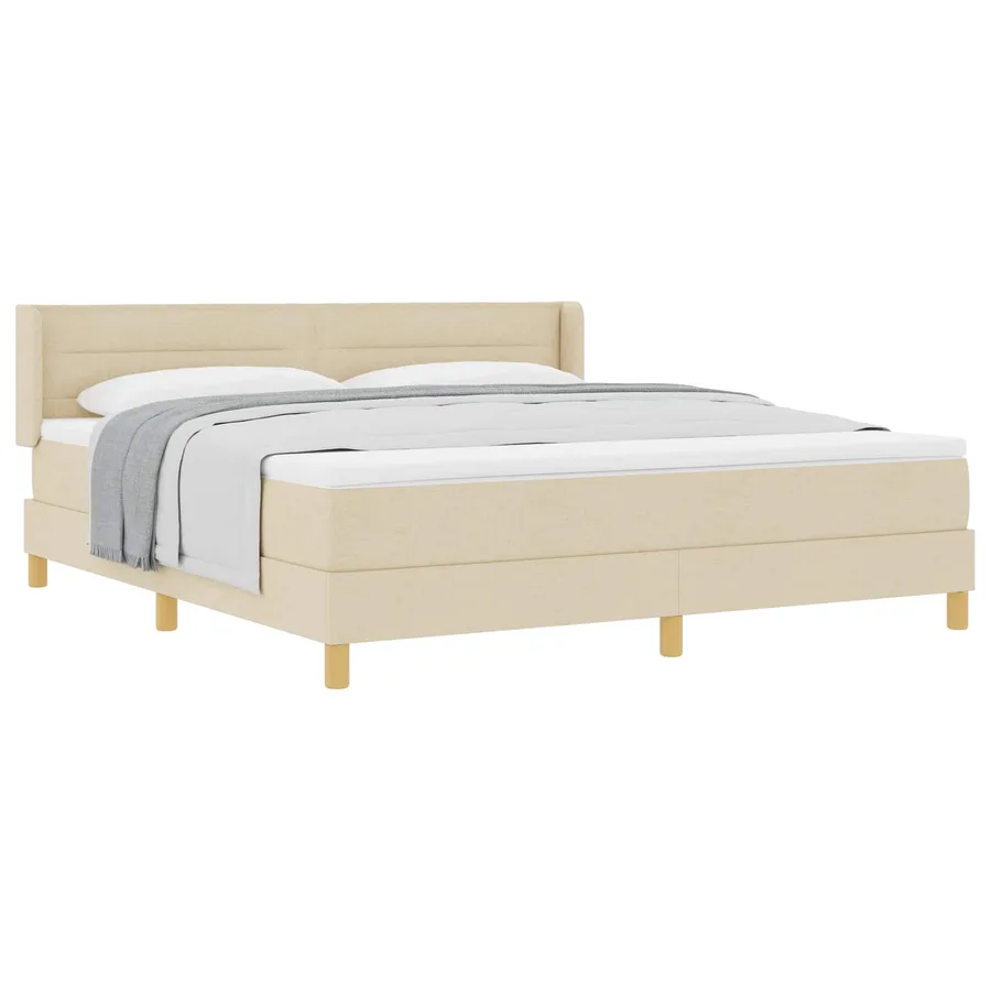 Lit à ressorts avec matelas Crème 200 x 180 cm tissu - 2