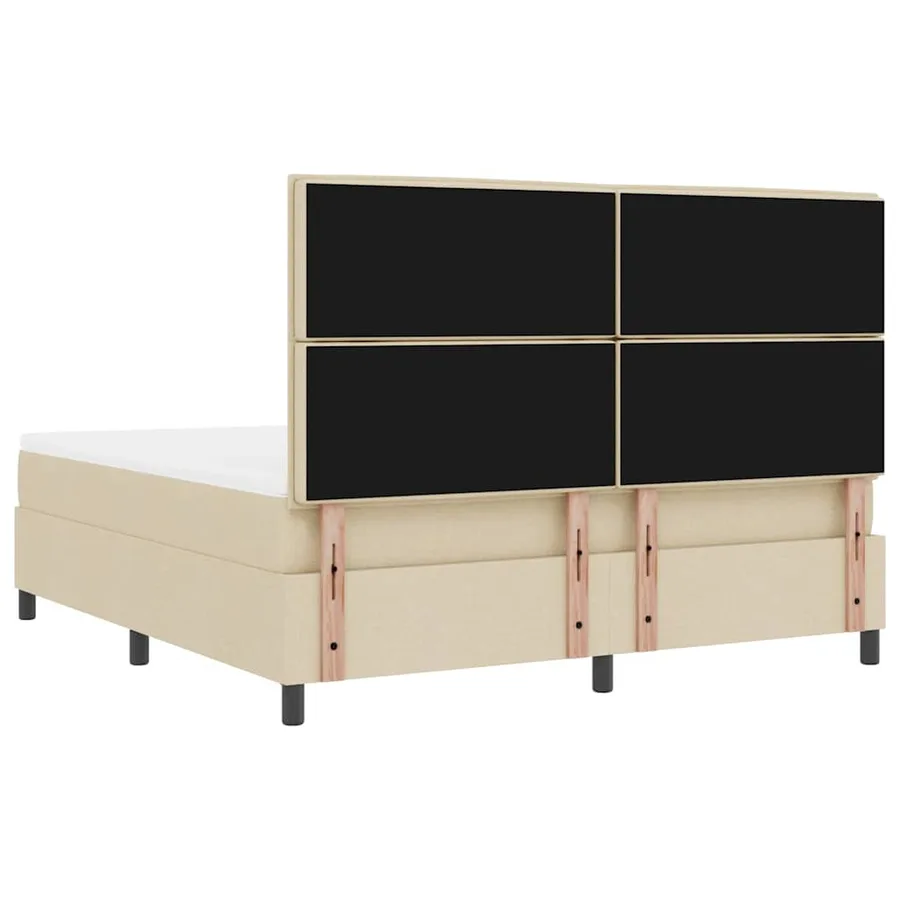 Lit à ressorts avec matelas avec LED Crème 180 x 200 cm tissu - 10