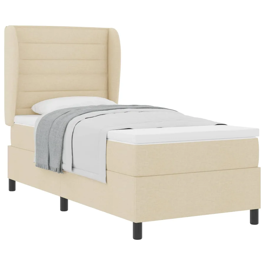 Lit à ressorts avec matelas Crème 90 x 200 cm tissu - 2
