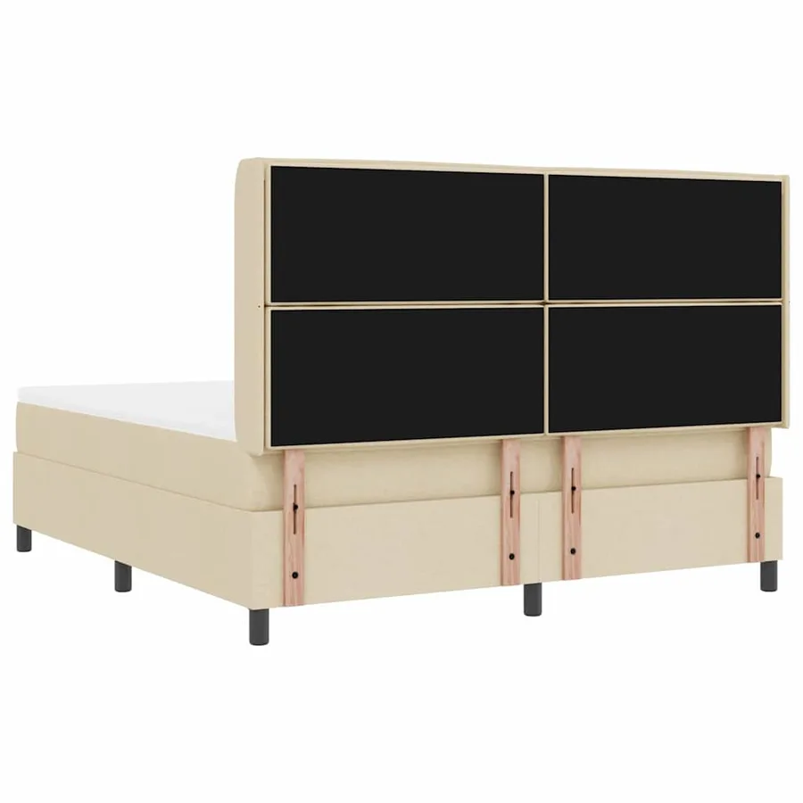 Lit à ressorts avec matelas Crème 200 x 180 cm tissu - 9
