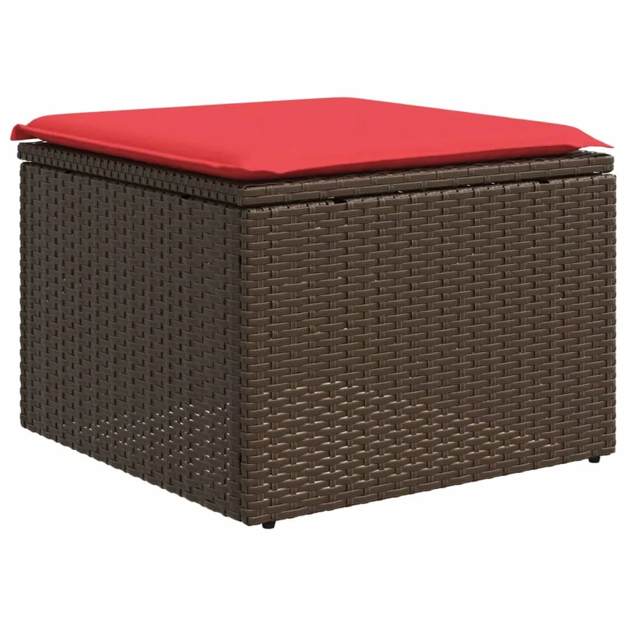 Ensemble de canapé de jardin 7 pcs avec coussins marron résine tressée - 7