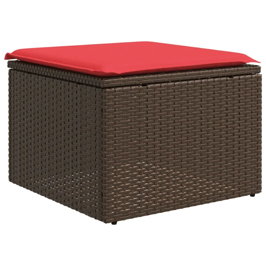 Ensemble de canapé de jardin 7 pcs avec coussins marron résine tressée - 7