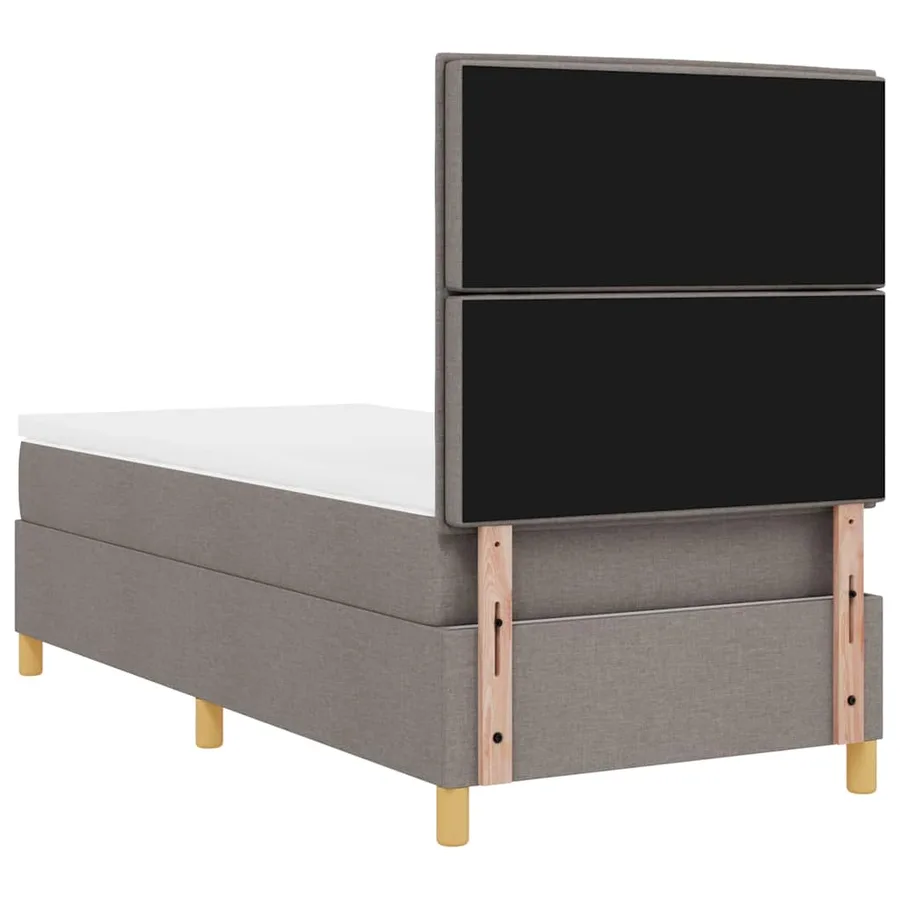 Lit à ressorts avec matelas Taupe 100 x 200 cm tissu - 9