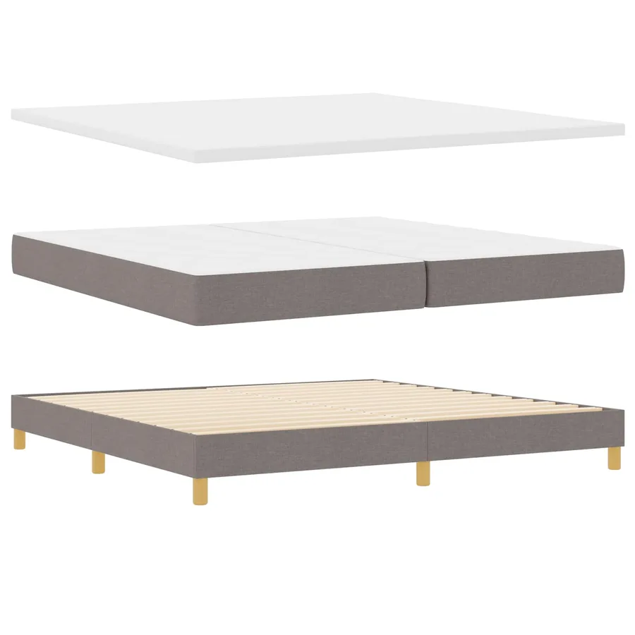 Lit à ressorts avec matelas Taupe 200 x 200 cm tissu - 4