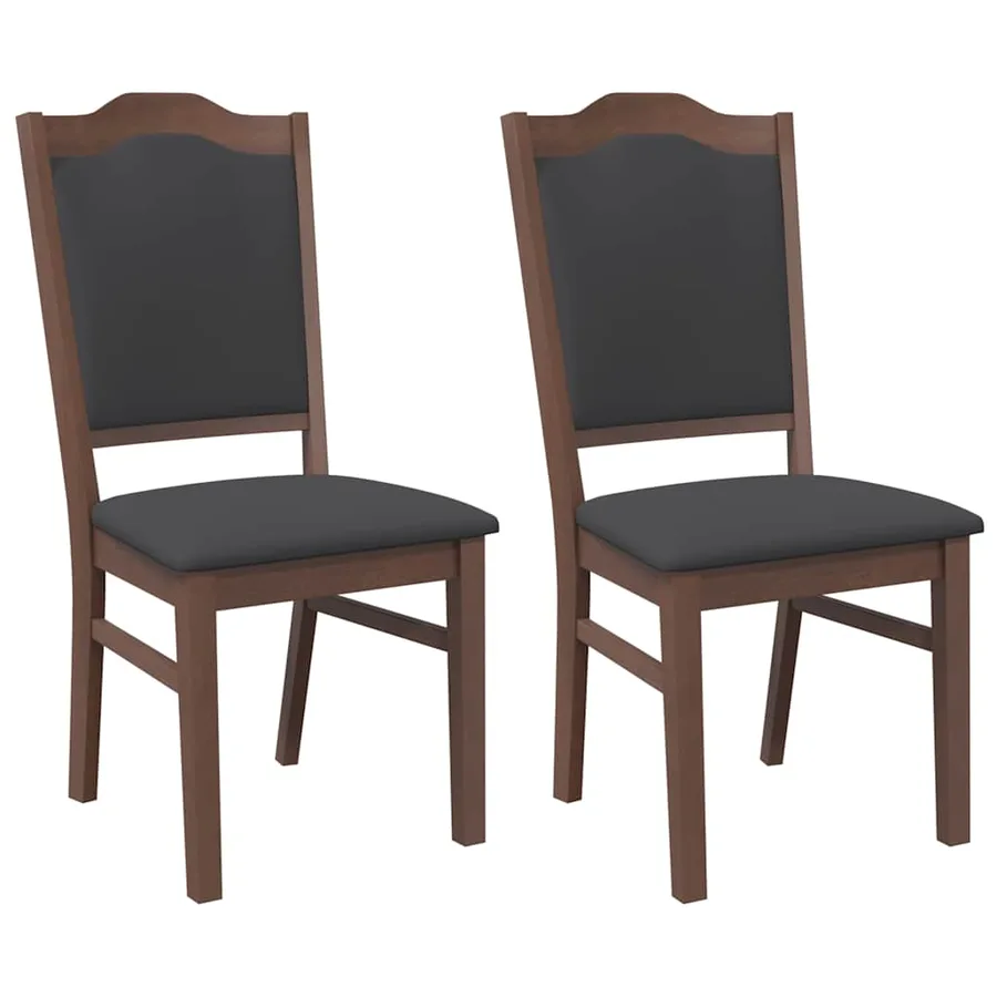 Chaises de salle à manger avec coussins (2 pcs) bois massif marron caoutchouc - 2