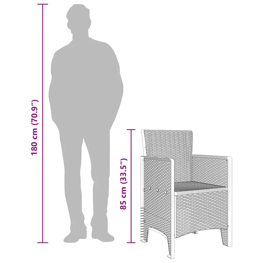 Chaise de jardin 2 pcs Marron 53 x 49 x 85 cm Polypropylène - 7