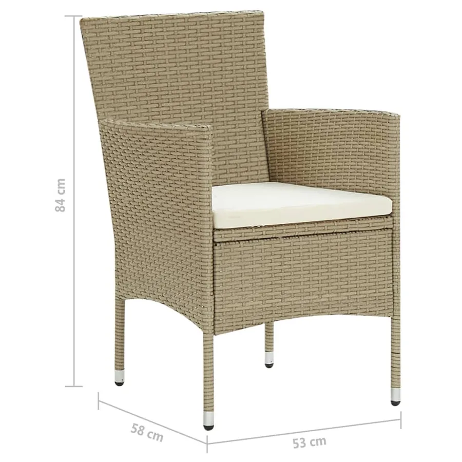 Chaises à manger de jardin lot de 4 Résine tressée Beige - 10