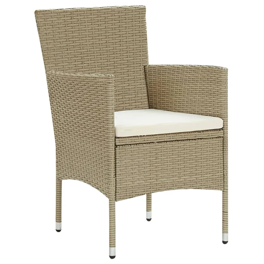 Chaises à manger de jardin lot de 4 Résine tressée Beige - 2
