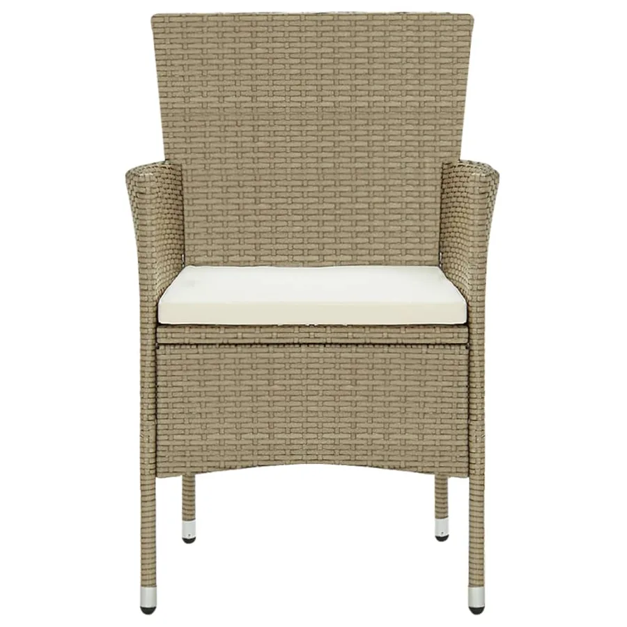 Chaises à manger de jardin lot de 4 Résine tressée Beige - 3