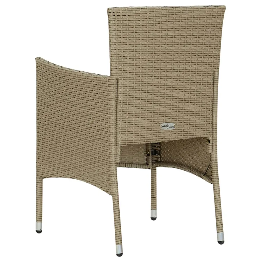 Chaises à manger de jardin lot de 4 Résine tressée Beige - 5