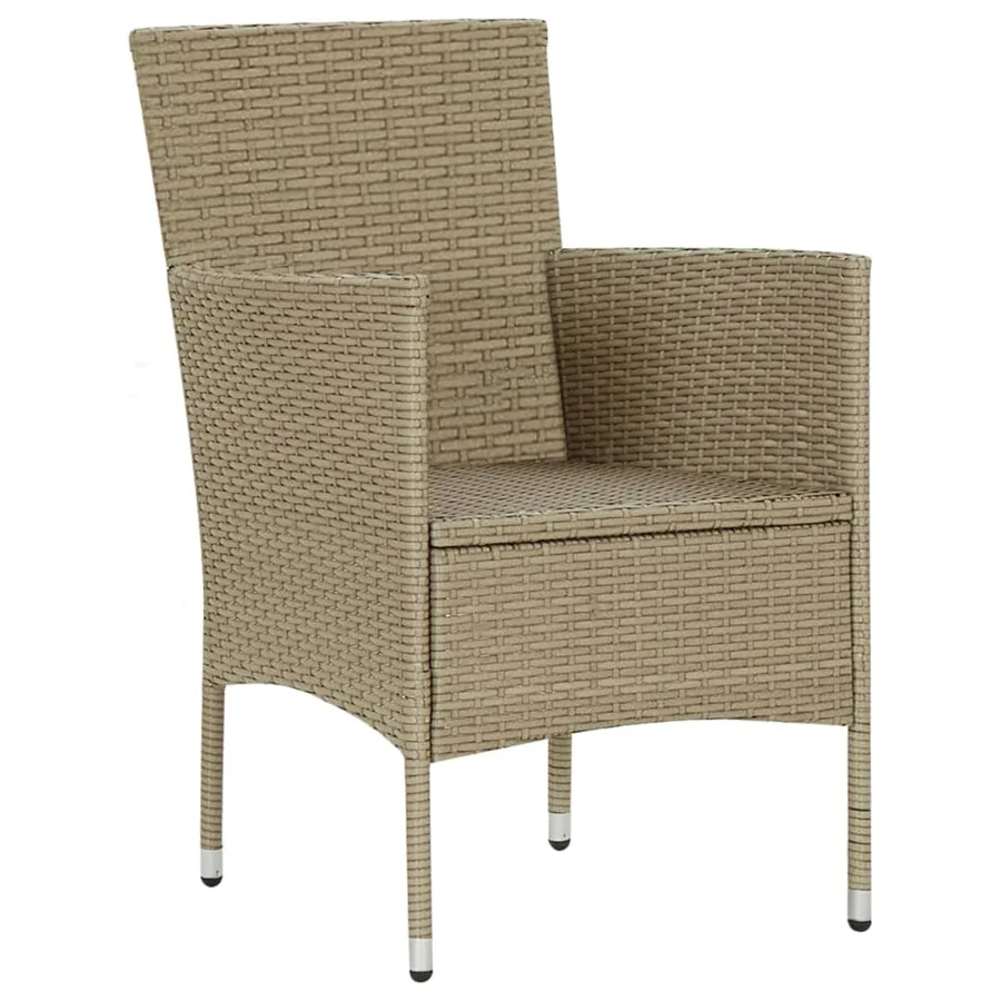 Chaises à manger de jardin lot de 4 Résine tressée Beige - 6