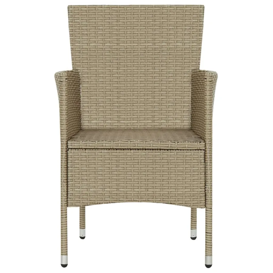 Chaises à manger de jardin lot de 4 Résine tressée Beige - 7