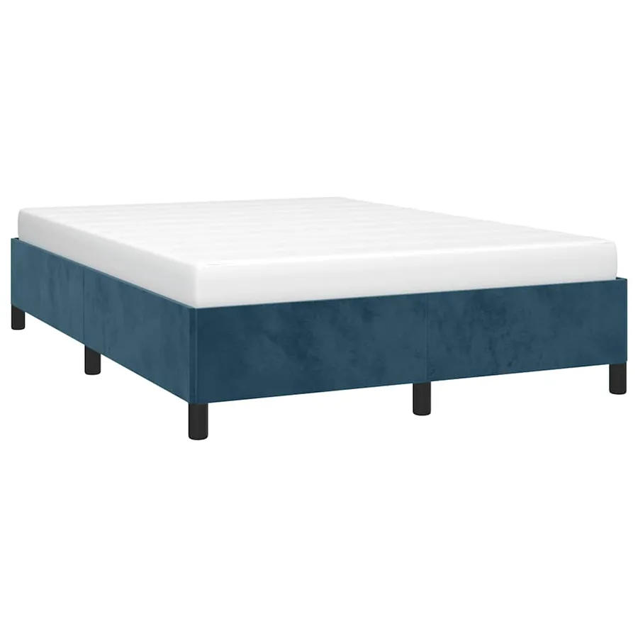 Cadre de lit sans matelas bleu foncé 140x200 cm velours - 3