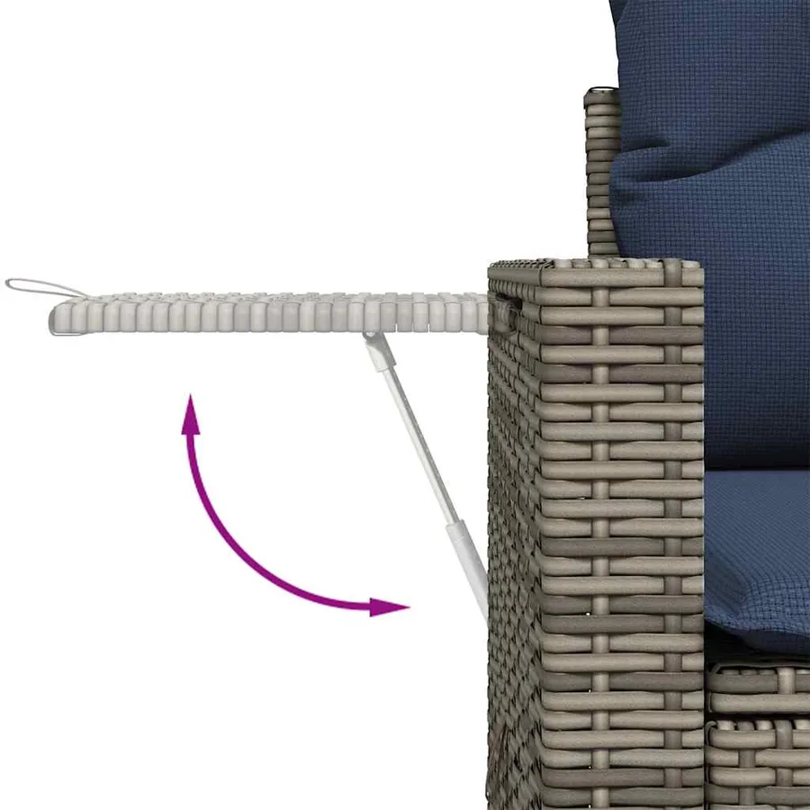 Ensemble de canapé de jardin 9 pcs avec coussins gris résine tressée - 7