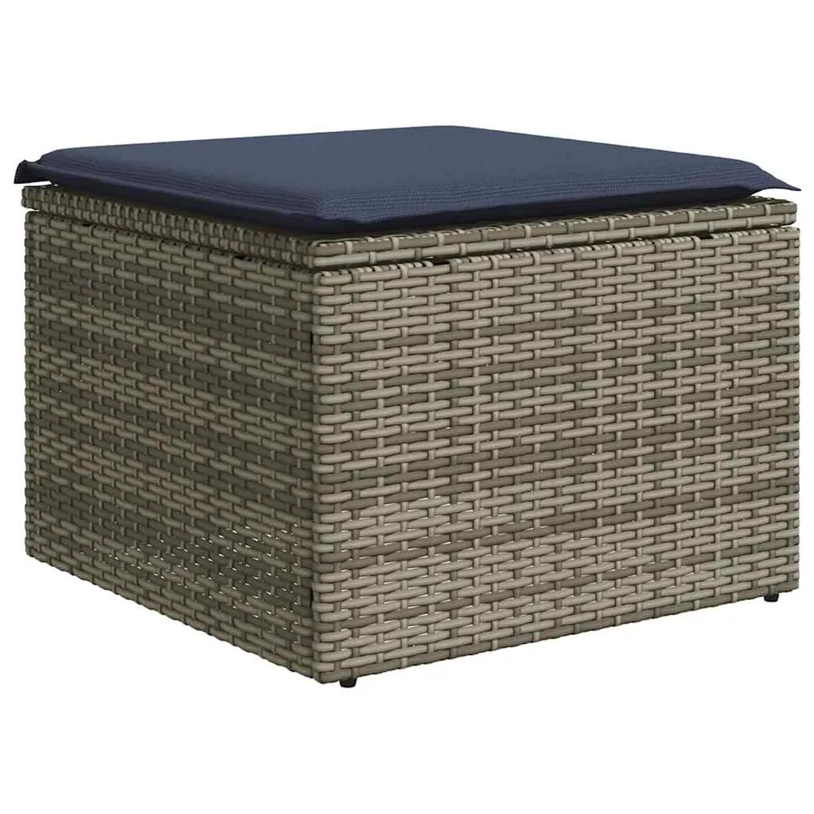 Ensemble de canapé de jardin 13 pcs avec coussins gris résine tressée - 6