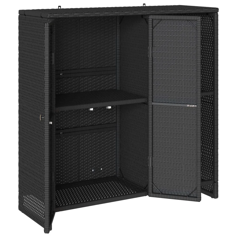 Armoire de rangement avec étagère Noir 100 x 36 x 102 cm Rotin - 4