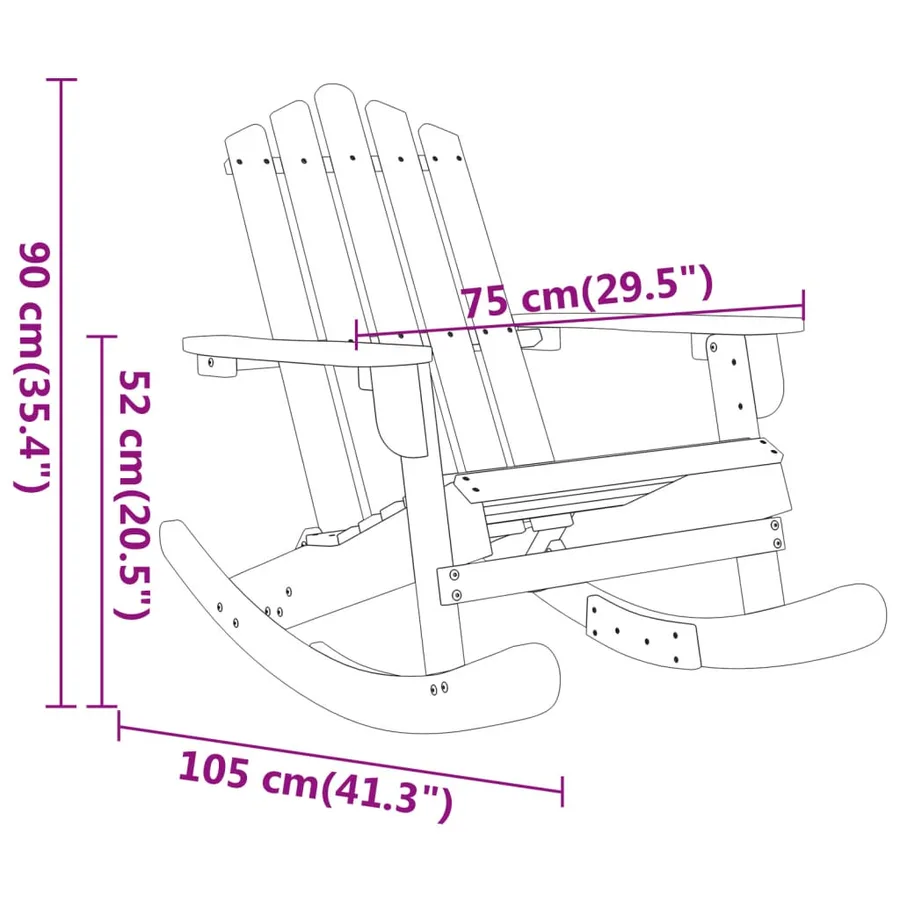 Chaise à bascule Adirondack bois massif d'acacia - 7