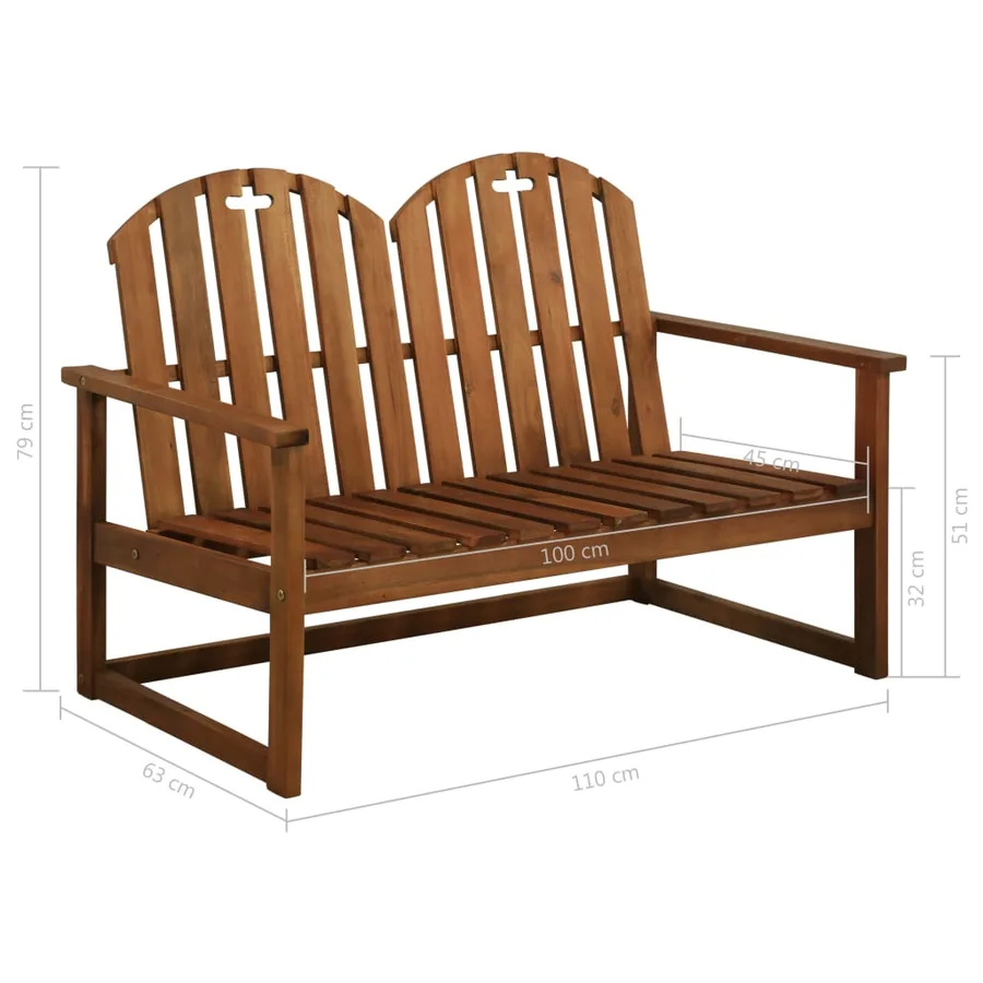 Banc de jardin 110 cm Bois d'acacia solide - 6