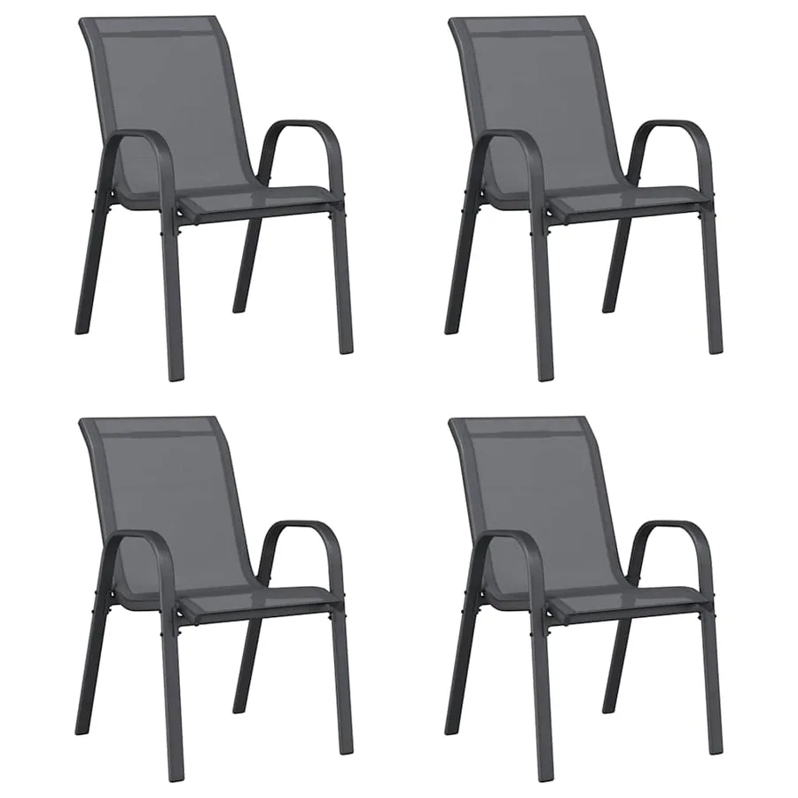 Chaises empilables de jardin lot de 4 Gris Tissu textilène - 2