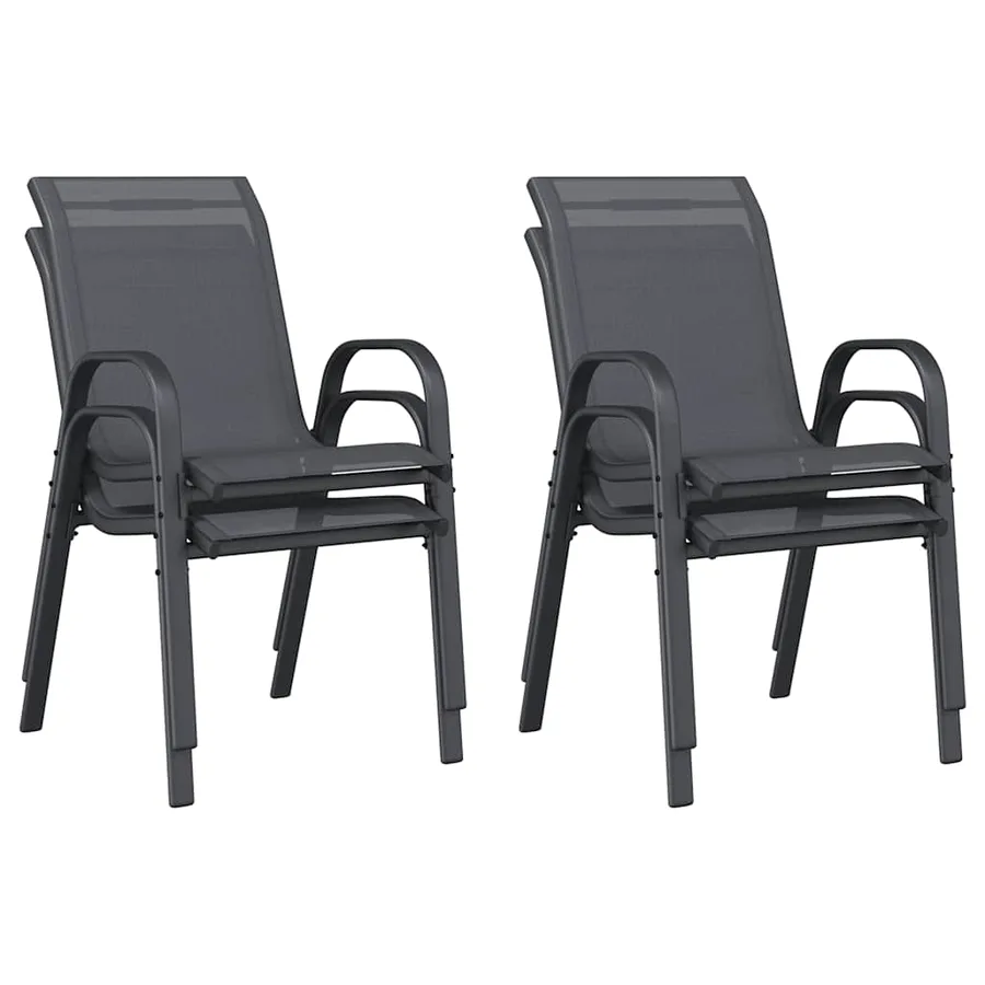 Chaises empilables de jardin lot de 4 Gris Tissu textilène - 8