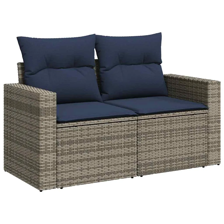 Ensemble de canapé de jardin 6 pcs avec coussins gris résine tressée - 4