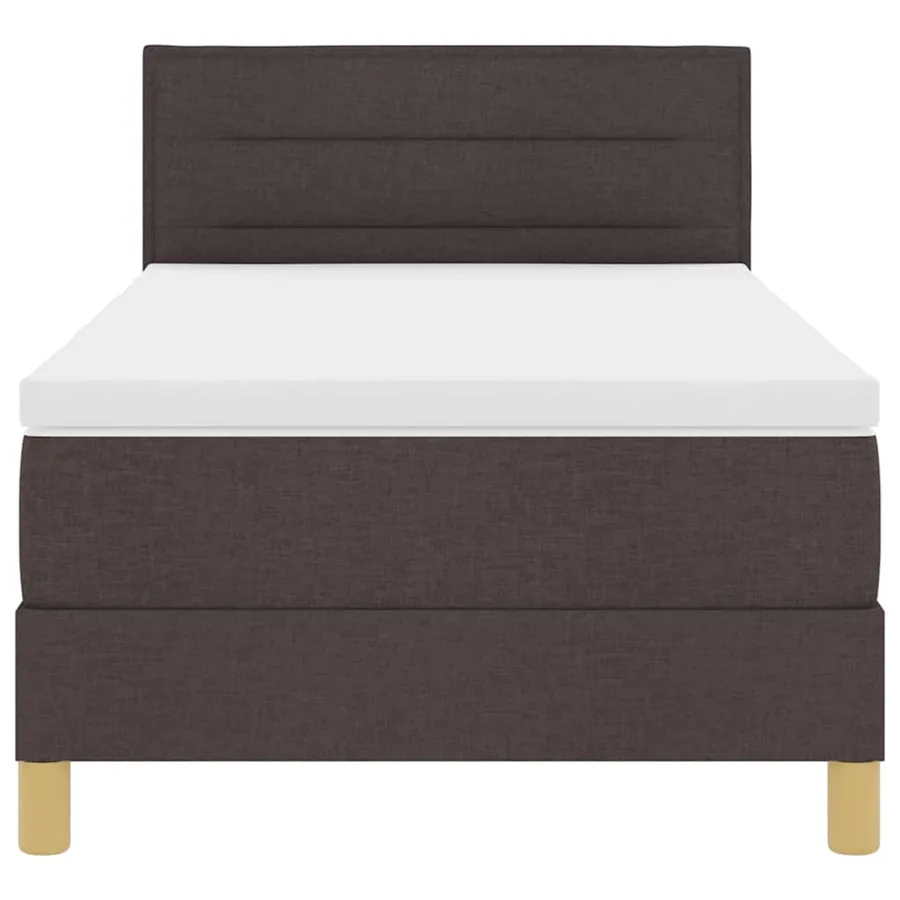 Lit à ressorts avec coussin Marron foncé 80 x 200 cm tissu - 7