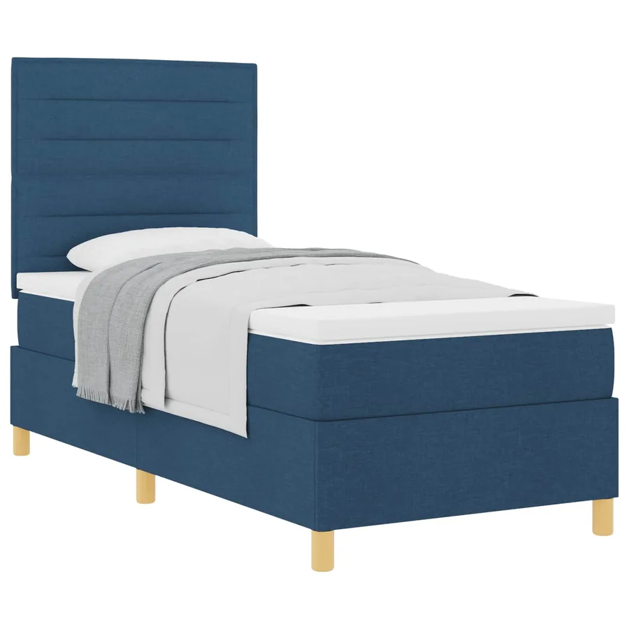 Lit à ressorts avec matelas Bleu 80 x 200 cm tissu - 2