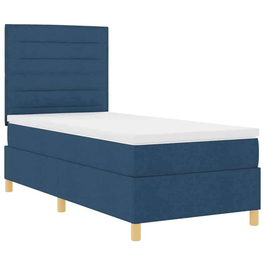 Lit à ressorts avec matelas Bleu 80 x 200 cm tissu - 5