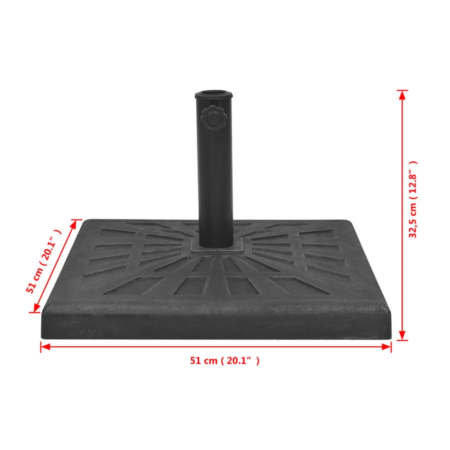 Square Parasol Base Resin Black 19 kg - 9