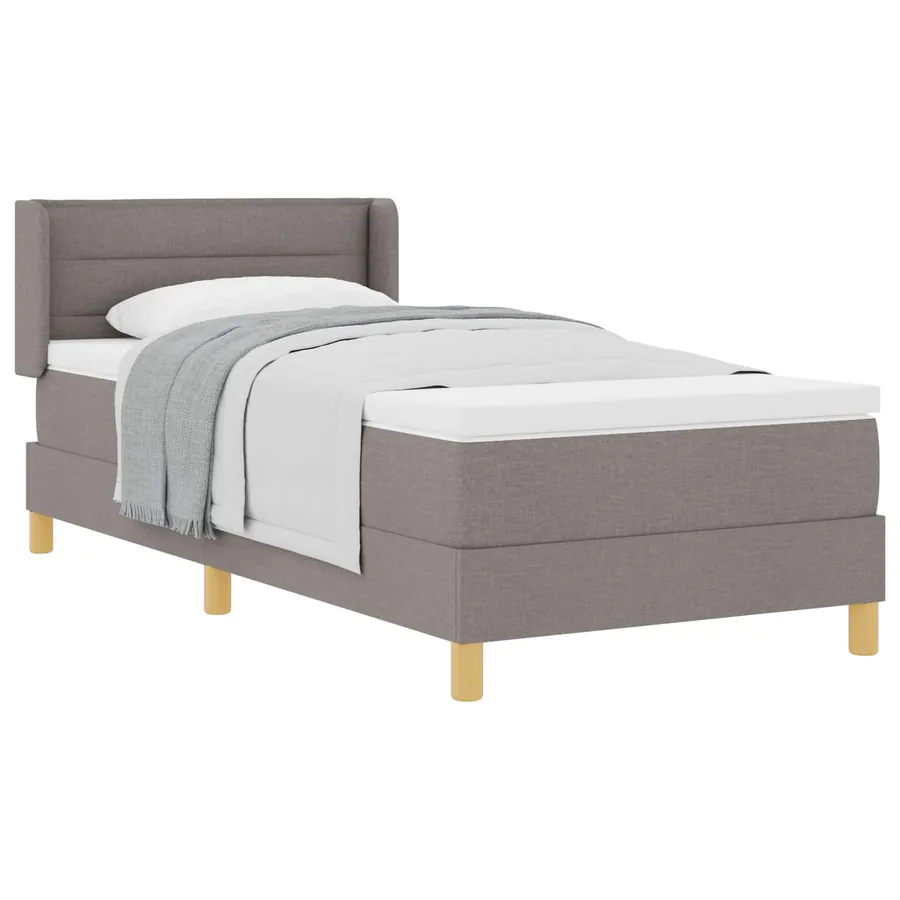 Lit à ressorts avec matelas Taupe 200 x 80 cm tissu - 2