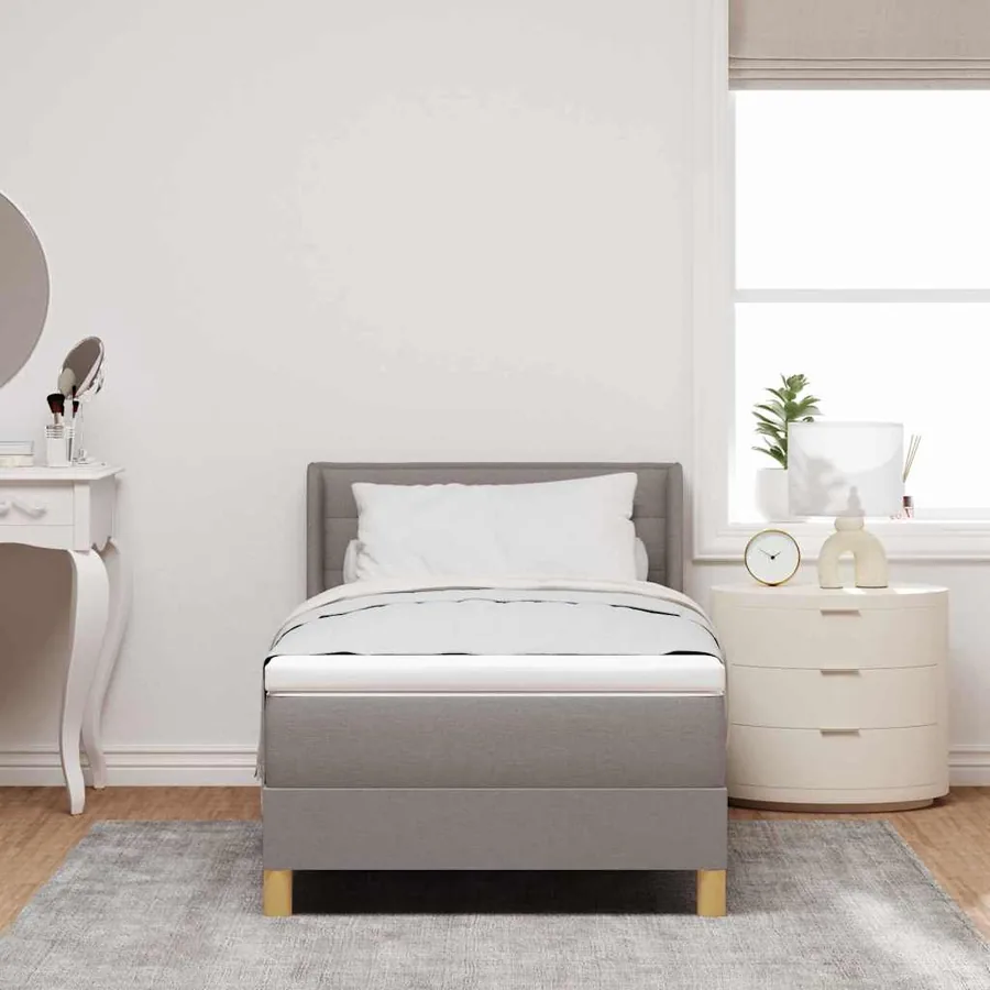 Lit à ressorts avec matelas Taupe 200 x 80 cm tissu - 3