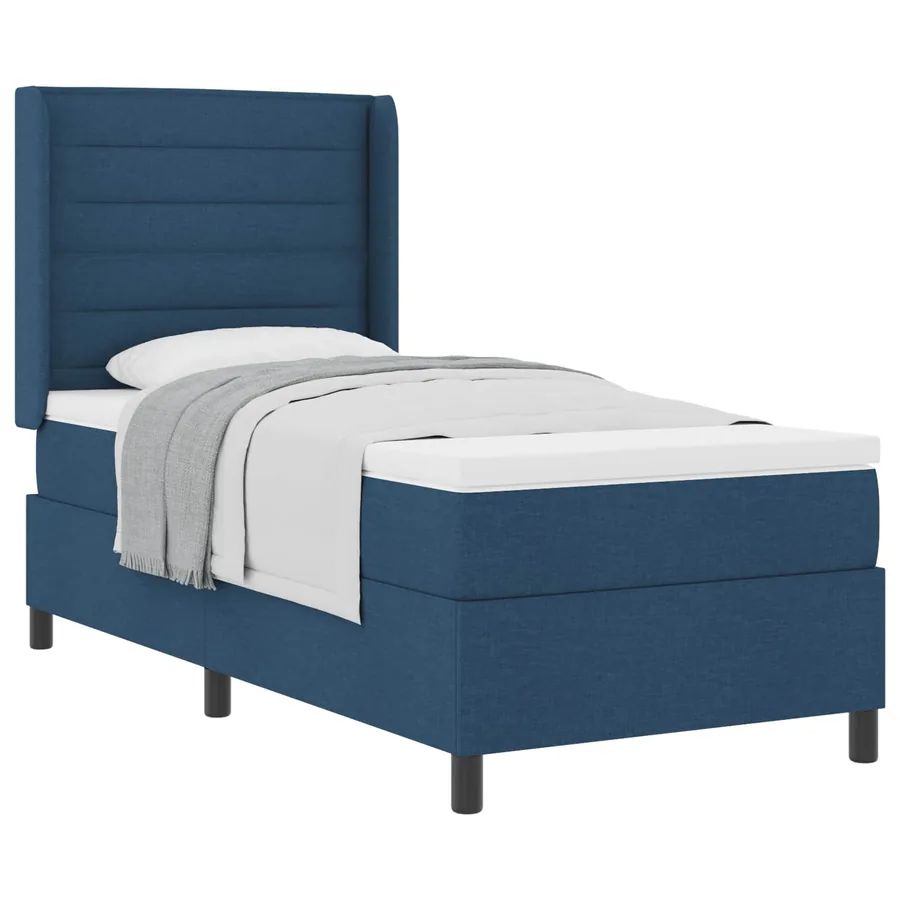 Lit à ressorts avec matelas Bleu 200 x 80 cm tissu - 2