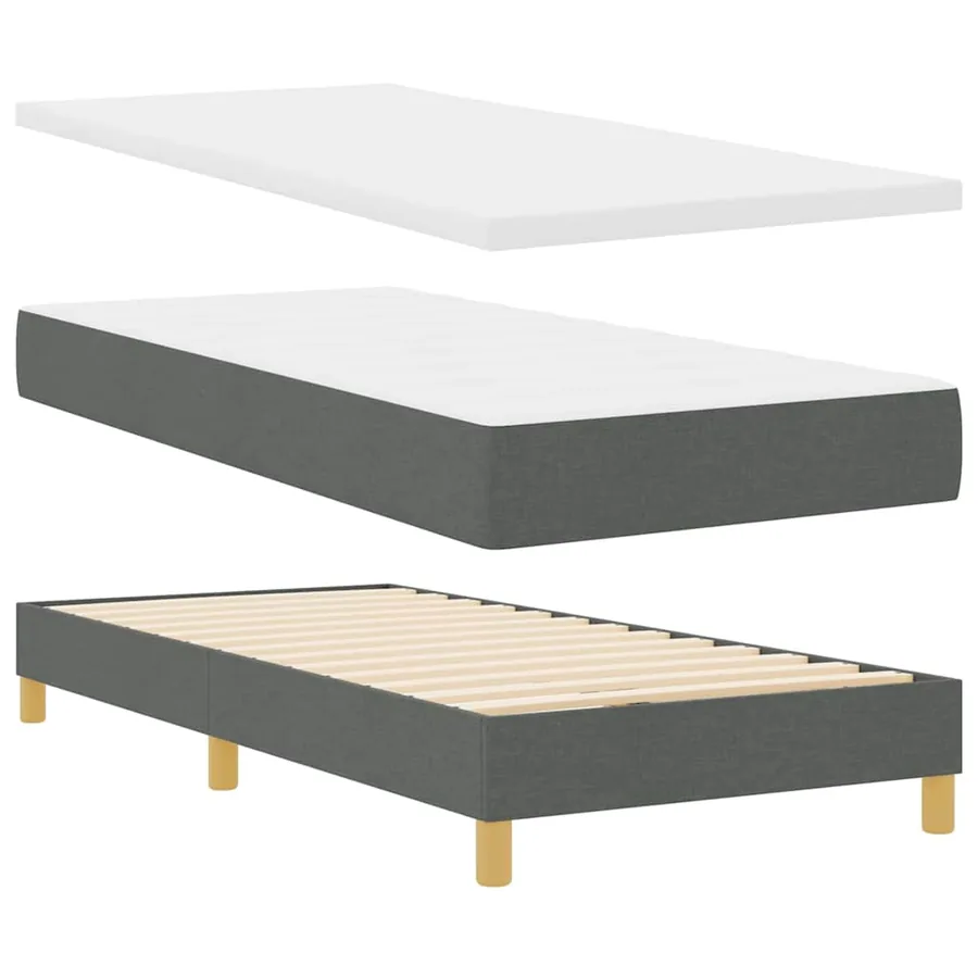 Lit à ressorts avec matelas Gris foncé 80 x 200 cm tissu - 4