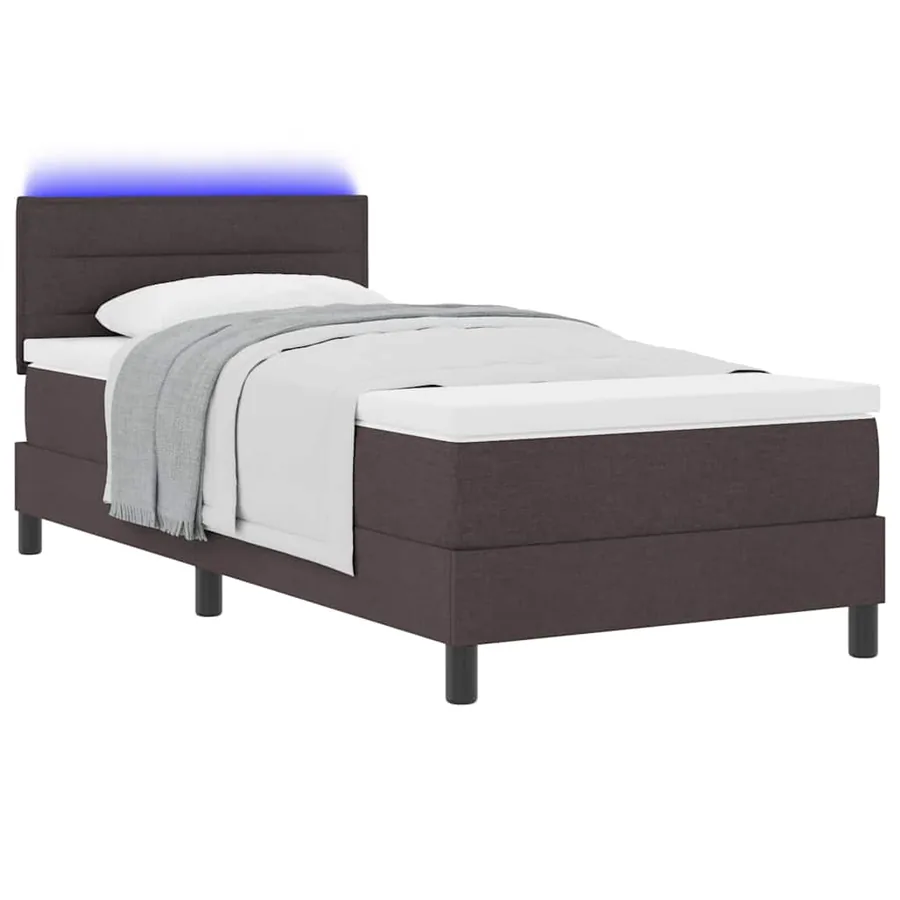 Lit à ressorts avec matelas Marron foncé 80 x 200 cm tissu - 3