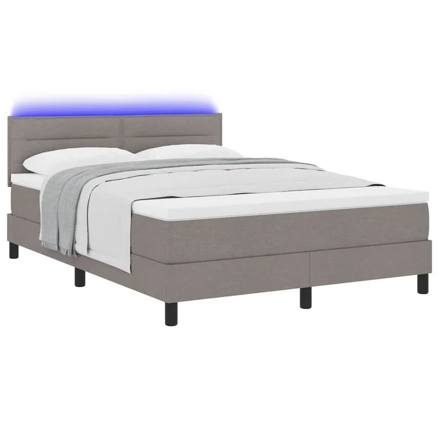 Lit à ressorts avec matelas avec LED Taupe 140 x 190 cm tissu - 3